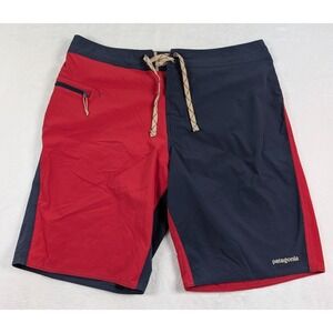 Patagonia Wavefarer Board‎ Shorts Mens 34 Red Navy Stretch 21"